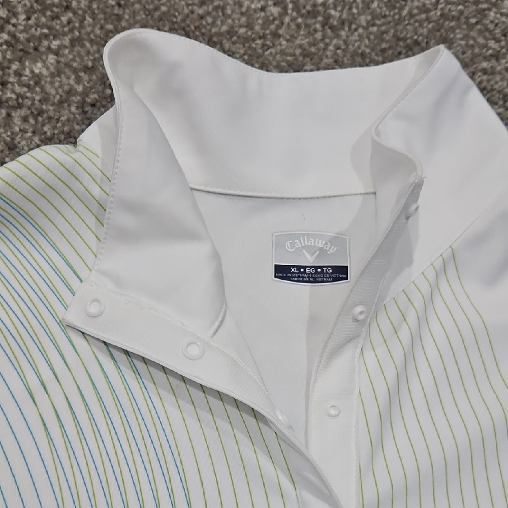 Callaway White and Blue Long Sleeve Top with Green Accents - Picture 14 of 14